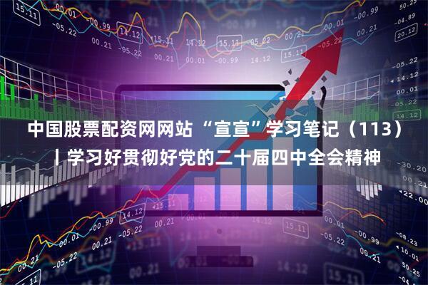 中国股票配资网网站 “宣宣”学习笔记（113）丨学习好贯彻好党的二十届四中全会精神